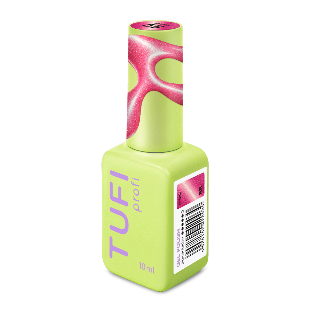 Гель-лак TUFI Profi Neon cat eye №55 Shock неоново-рожевий 10 мл, фото 2