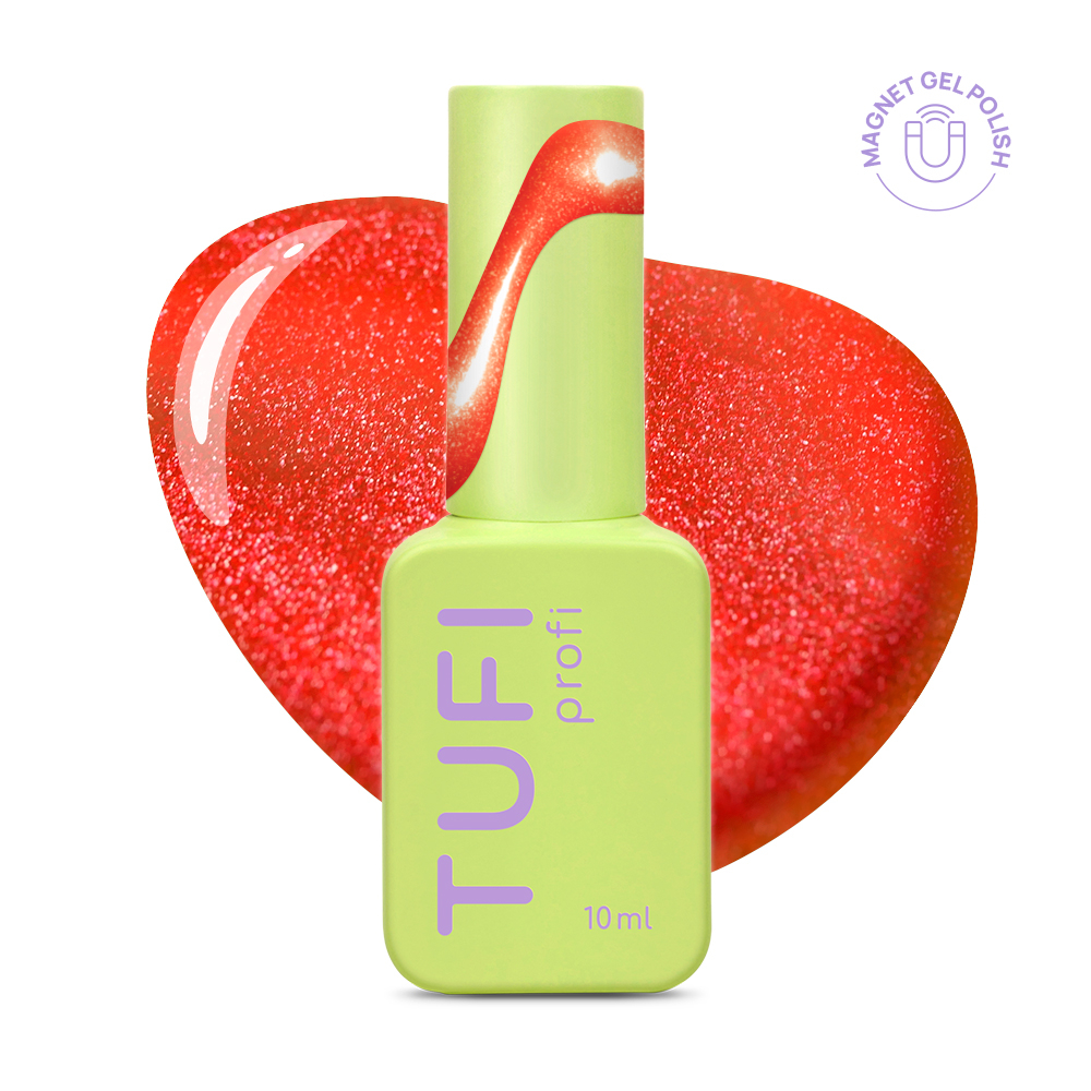 Гель-лак TUFI Profi Neon cat eye №56 Volt неоново-червоний 10 мл, фото 1