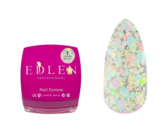 Гель-лак Edlen Confetti Glitter №01 5мл УЦІНКА термін придатності до 01.09.26, фото 1