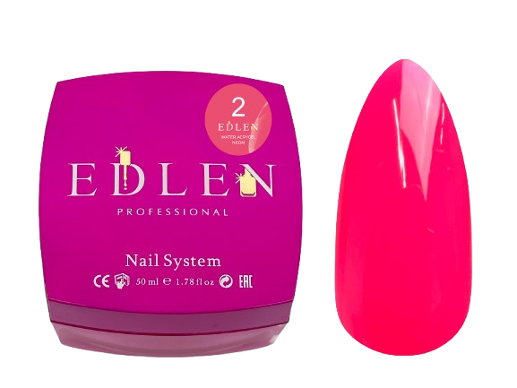 Акригель Edlen Water Neon №02 50  мл УЦІНКА термін придатності до 04.10.26, фото 1