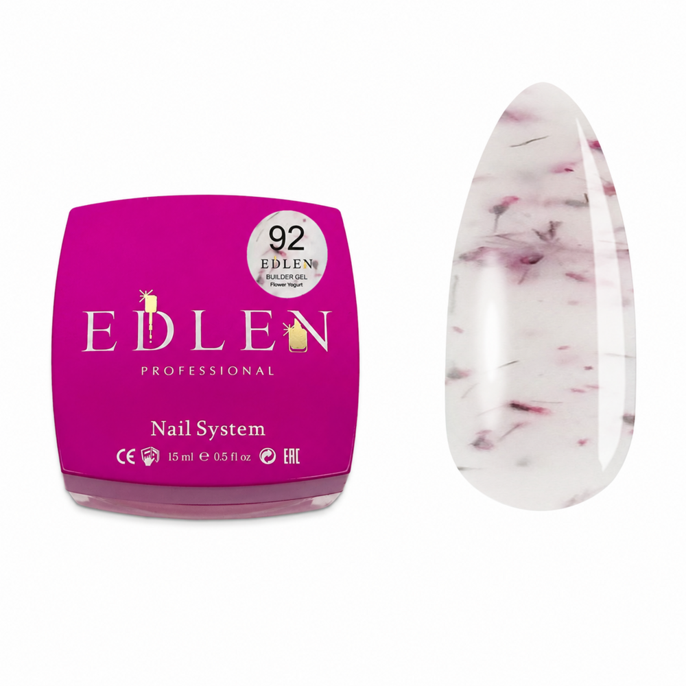 Гель моделирующий Edlen Builder Gel Flower yogurt с сухоцветами №92 15 мл, фото 1