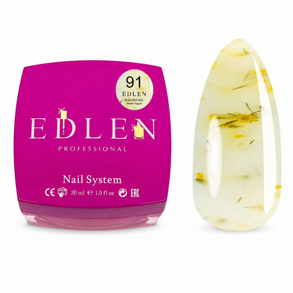 Гель моделирующий Edlen Builder Gel Flower yogurt с сухоцветами №91 30 мл, фото 1