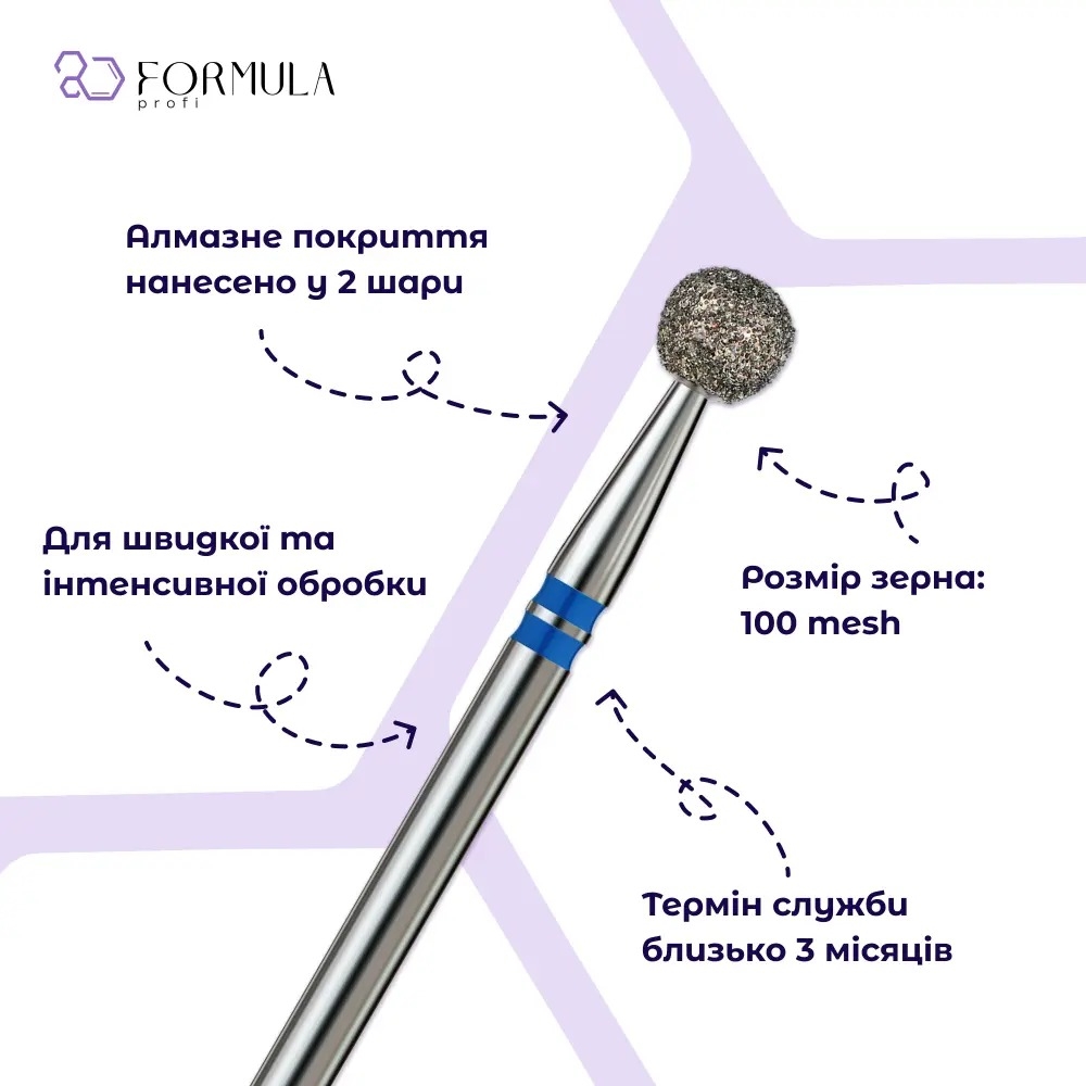 Фреза алмазна Formula Profi Premium куля 4.0 мм синя, фото 2