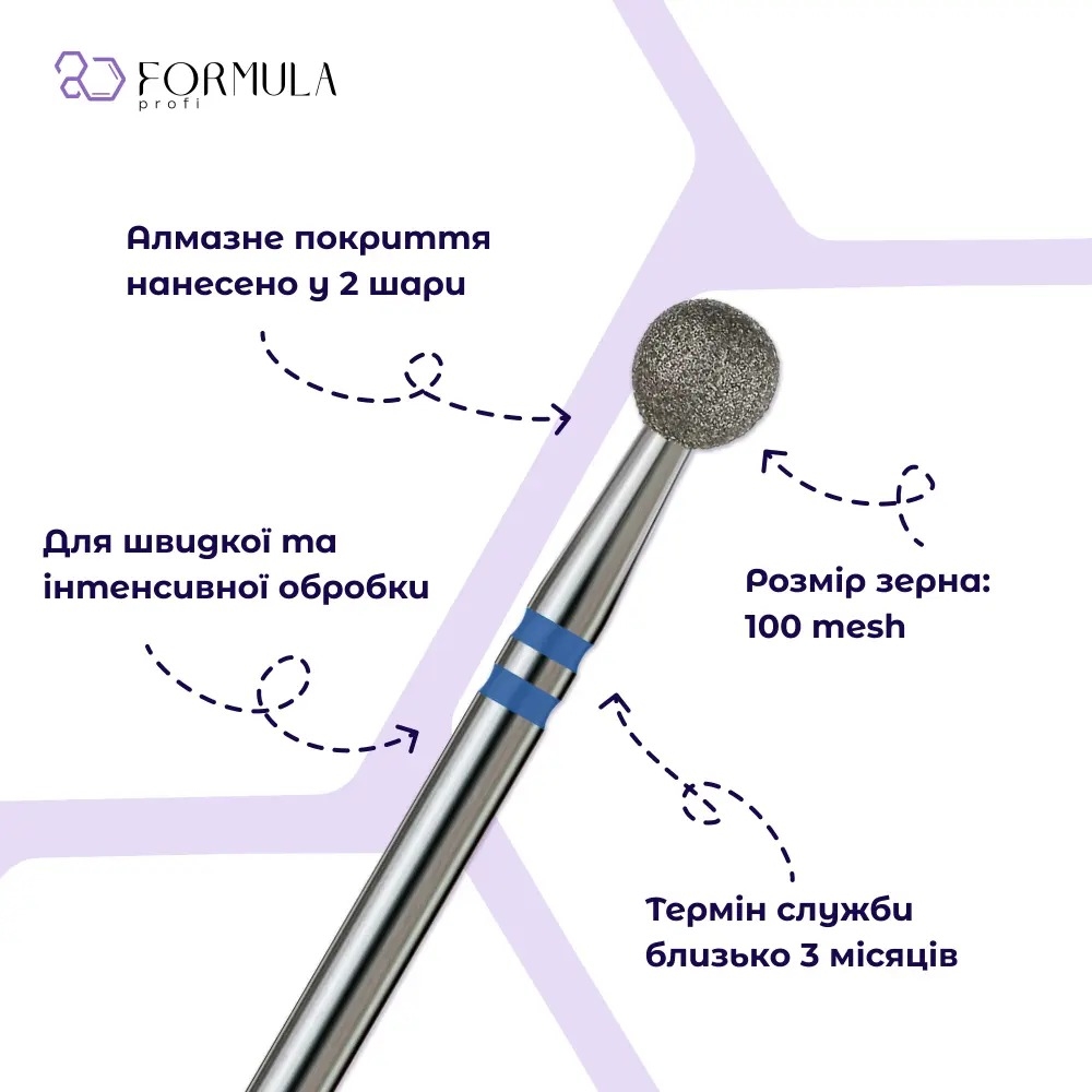 Фреза алмазна Formula Profi Premium куля 4.5 мм синя, фото 2