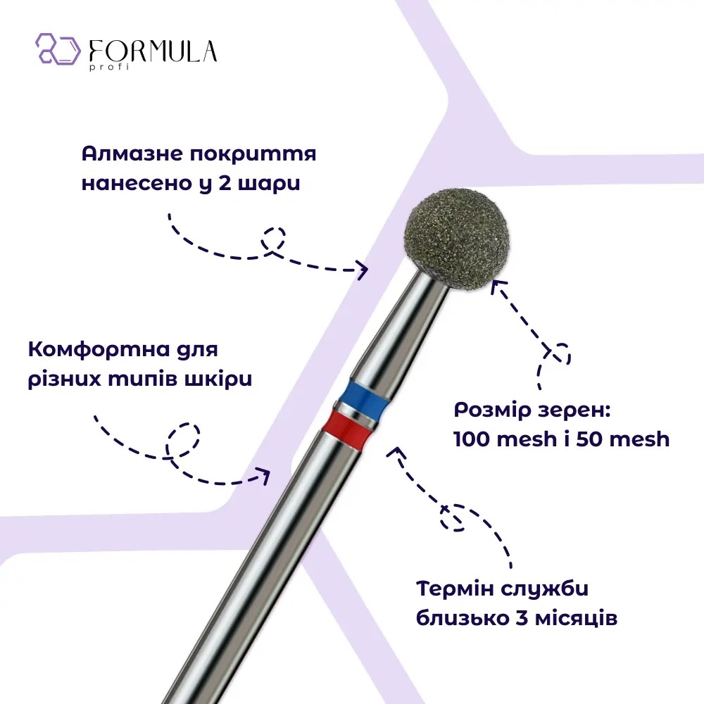 Фреза алмазная Formula Profi Premium шар 5.0 мм сине-красный, фото 2
