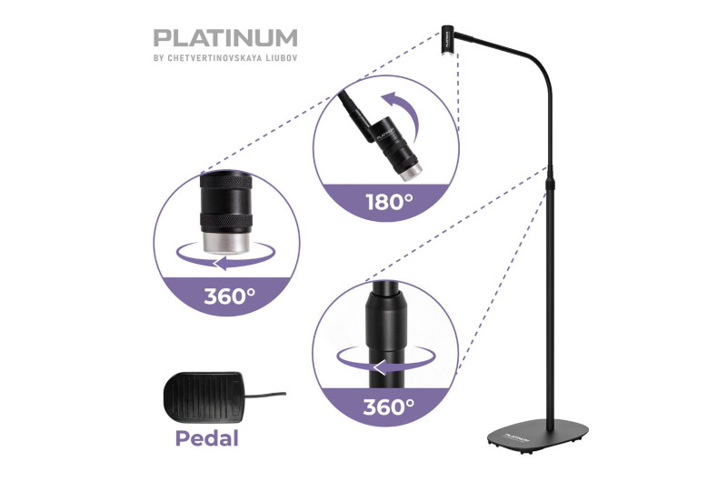 Лампа UV підлогова для нарощування вій Platinum Ultra 5 W чорна, фото 7