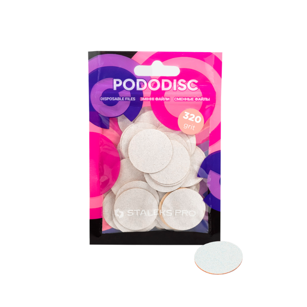 Файли змінні білі для педикюрного диска Staleks Pro Pododisc L 320 гріт 50 шт, фото 1