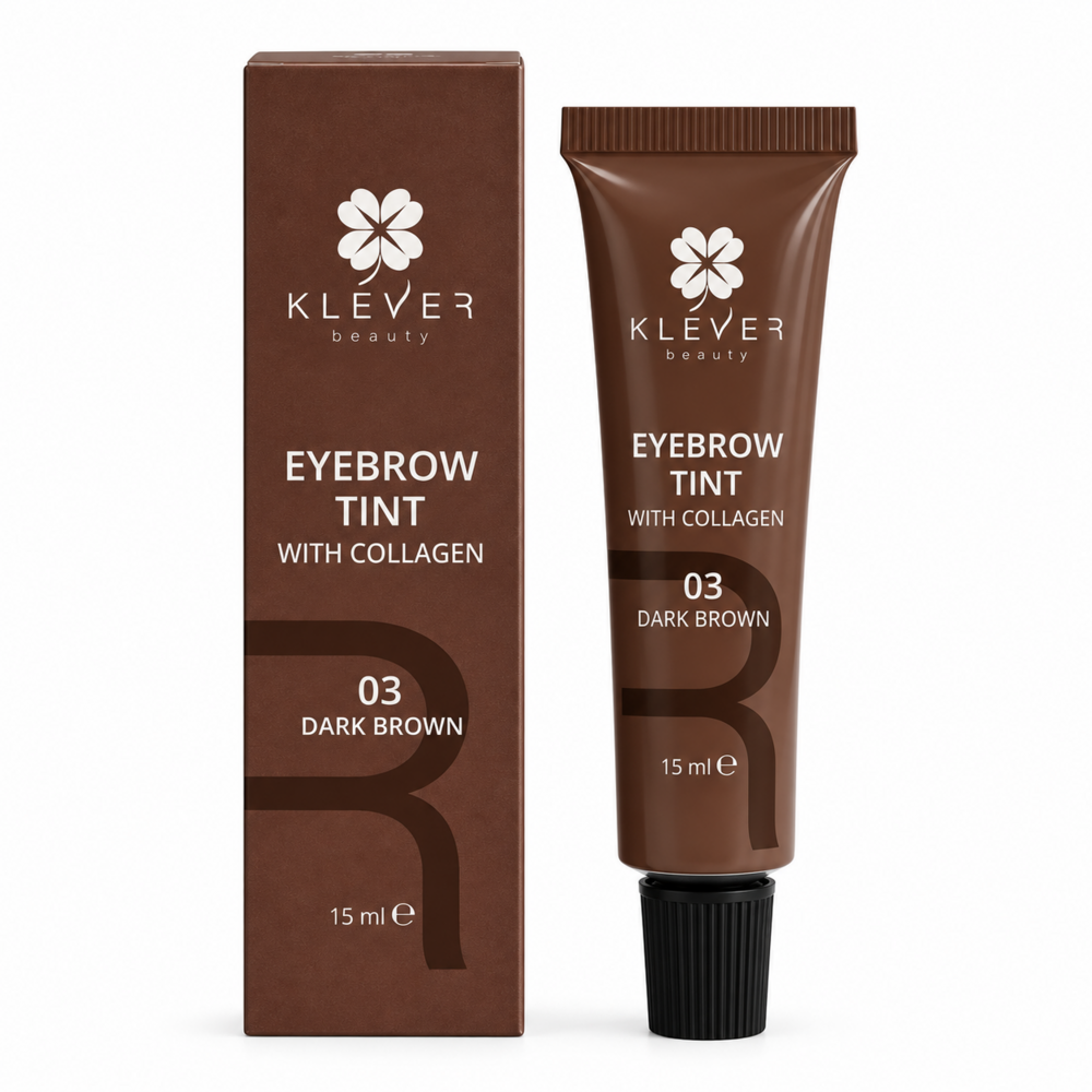 Фарба для брів Klever Beauty 03 Dark Brown з колагеном 15 мл, фото 1