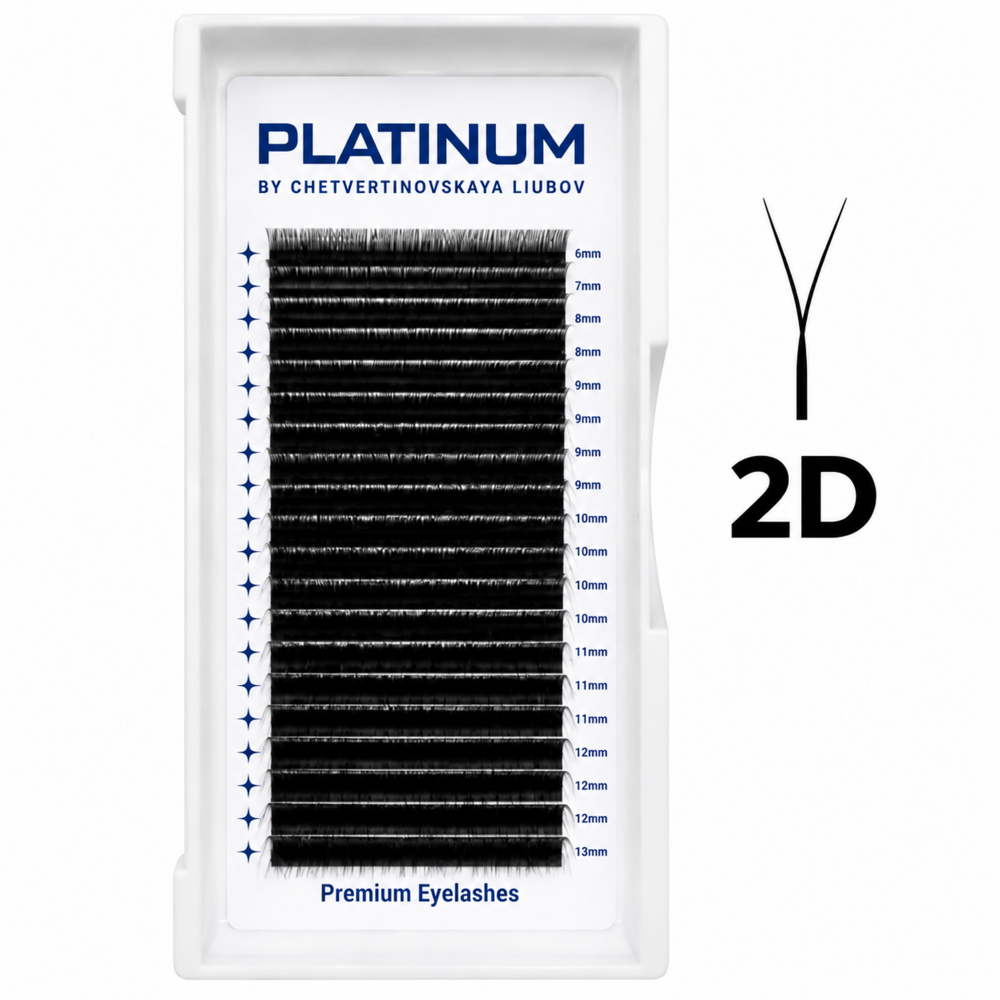 Вії-пучки Platinum YY-Double чорні 20 ліній 2D Mix C 0.07 6-13 мм, фото 1