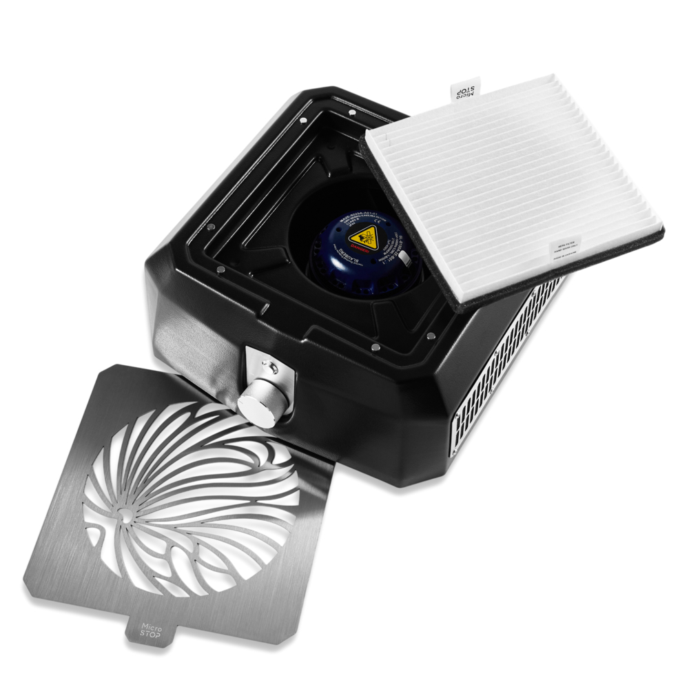Витяжка для манікюру Microstop Base Pro з HEPA фільтром 80 W чорна, фото 3