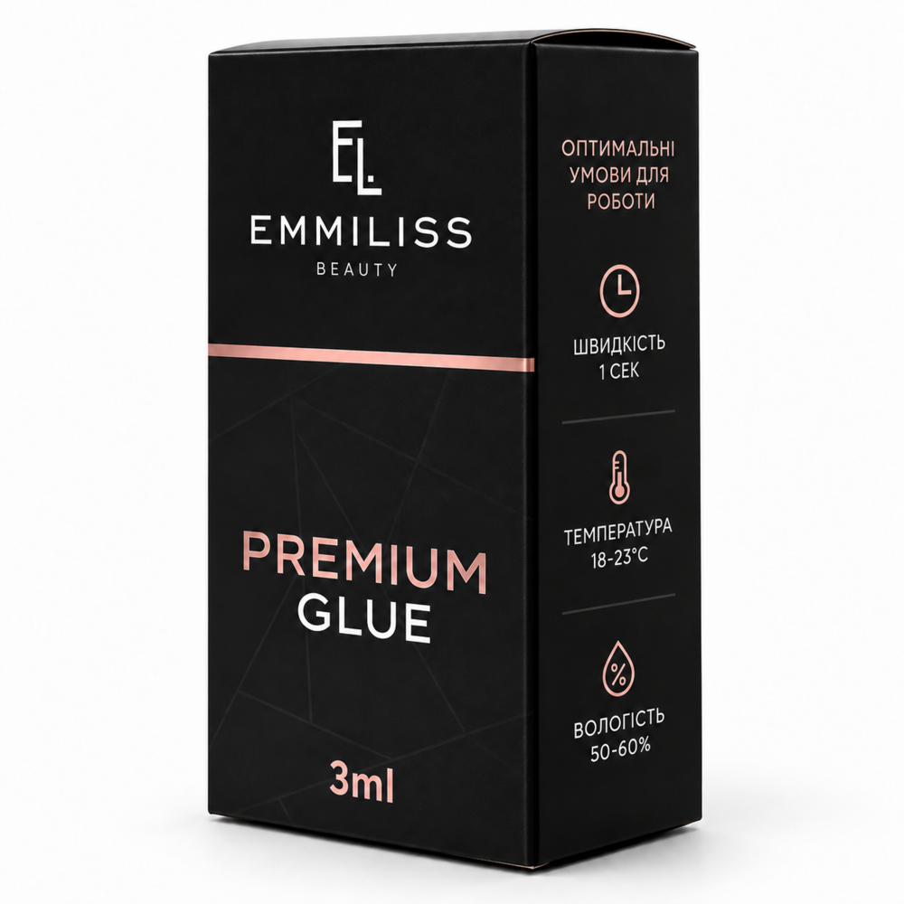 Клей для нарощування вій Emmiliss Premium 1 с 3 мл чорний, фото 1