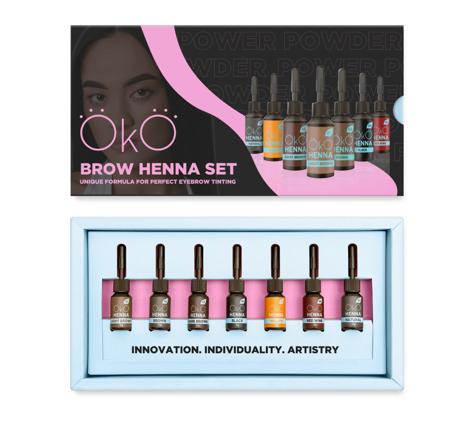 Набір хни OKO Lash&Brow Powder 7 шт по 5 г УЦІНКА термін придатності до 11.2026, фото 1