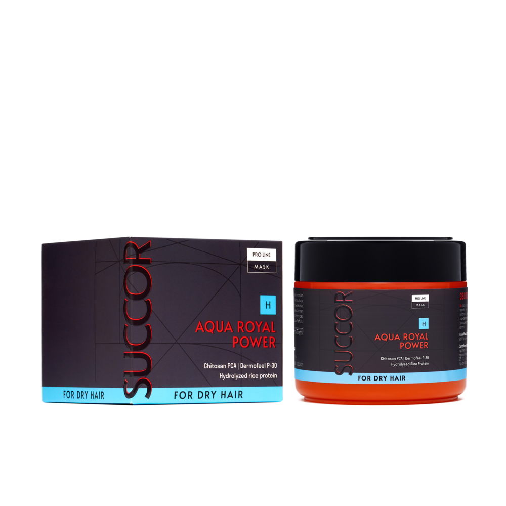 Маска зволожуюча для сухого волосся Succor Aqua royal power Mask 300 мл, фото 5