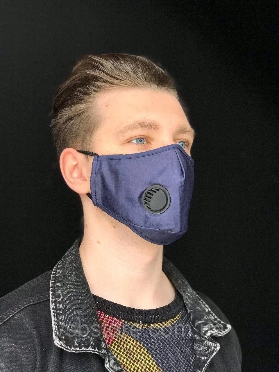 Багаторазова захисна маска із клапаном, змінний вкладиш (1 шт), темно-синя
