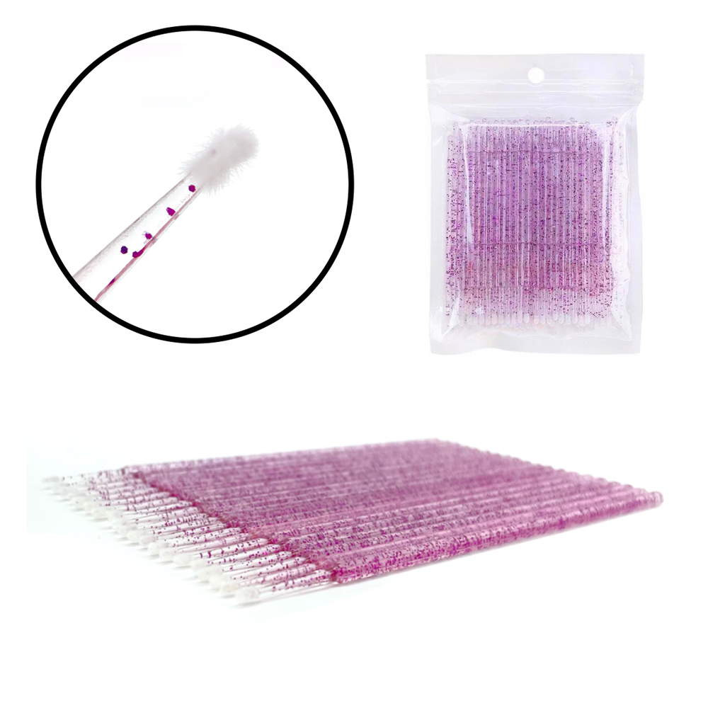 Мікробраші глітерні (100 шт/уп), фіолетові
