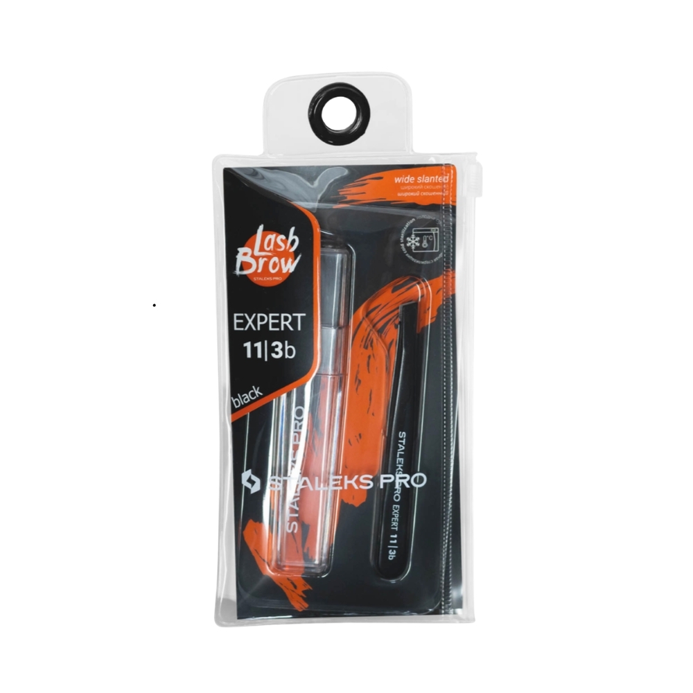 Пинцет для бровей Staleks Expert 11 TYPE 3b широкие скошенные кромки черный, фото 2