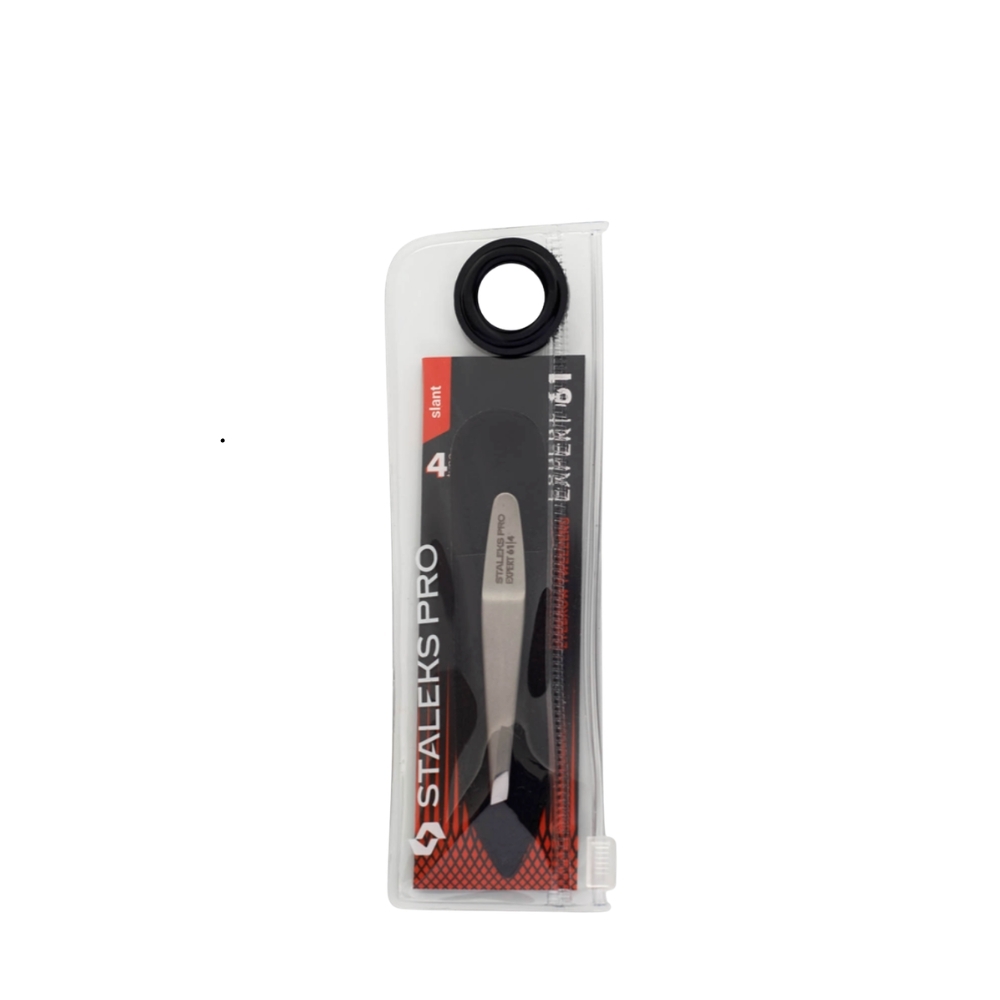 Пінцет для брів Staleks Expert 61 TYPE 4 вузькі скошені кромки, фото 2