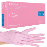 Рукавички нітрилові Mercator Nitrylex Pink неопудренні M (100 шт/пач), рожеві