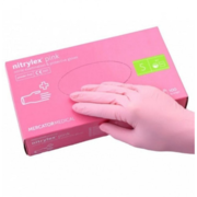 Перчатки нитриловые Mercator Nitrylex Pink неопудренные S, (100 шт/пач), розовые