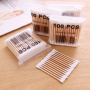 Палички ватні бамбукові в пакеті (100шт/уп), подвійні білі