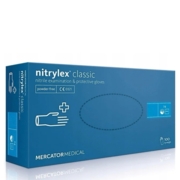 Перчатки нитриловые Mercator Nitrylex Classic неопудренные XS (100 шт/пач), голубые