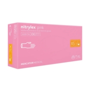 Перчатки нитриловые Mercator Nitrylex Pink неопудренные XS (100 шт/пач), розовые