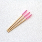 Щеточка для ресниц нейлоновая бамбуковая ручка, ворс розовый (50шт/уп)