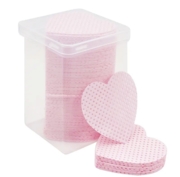 Салфетки безворсовые перфорированные сердце в контейнере (200шт/уп), розовые