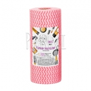 Рушники в рулоні Panni Mlada™ 30х50 см зі спанлейсу 50 г/м2 (100 шт/рул). Текстура: сітка, рожева хвиля