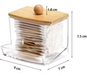 Органайзер прямокутний для ватних паличок, бамбукова кришка