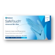 Перчатки нитриловые текстурированные Medicom SafeTouch Advanced Slim Blue XL (100 шт/пач), синие