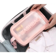 Косметичка водонепроникна дорожня Washbag 26х9х16 см, рожева