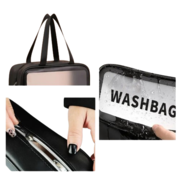 Косметичка водонепроникна дорожня Washbag 31х12х22 см, чорна