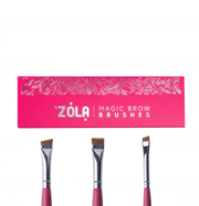 Набор кистей для бровей и ресниц профессиональный Zola Magic Brow Brushes, малиновый, фото 1