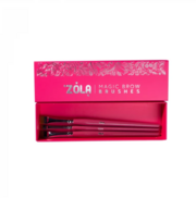 Набор кистей для бровей и ресниц профессиональный Zola Magic Brow Brushes, малиновый, фото 2
