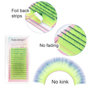 Ресницы Nagaraku омбре easy fan зеленые Mix D 0.07 9-15 мм, фото 3