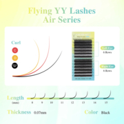 Ресницы Nagaraku Premade Flying YY-форма черные Mix D, 0.07 9-14 мм, фото 3
