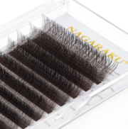 Ресницы Nagaraku 3D W-форма темно-коричневые Mix C 0.07 8-12 мм, фото 3