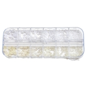 Камінці для дизайну нігтів різних розмірів Перлина S-738-12 1.6 - 6 мм кремові та білі, фото 1