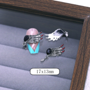 Шармы (фигурки) для ногтей Крыло правое No. 7 17х13 мм (1 шт) серебристо-черные, фото 1