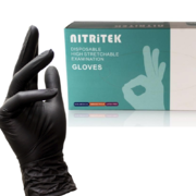 Перчатки нитриловые Nitritek неопудренные L, (100 шт/пач), черные