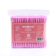 Палички ватні бамбукові Sinwuas в пакеті (100шт/уп), подвійні рожеві